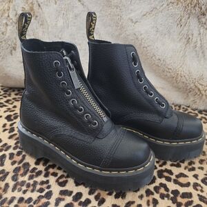 Dr. Martens Women's Black Leather Zip Combat Boots